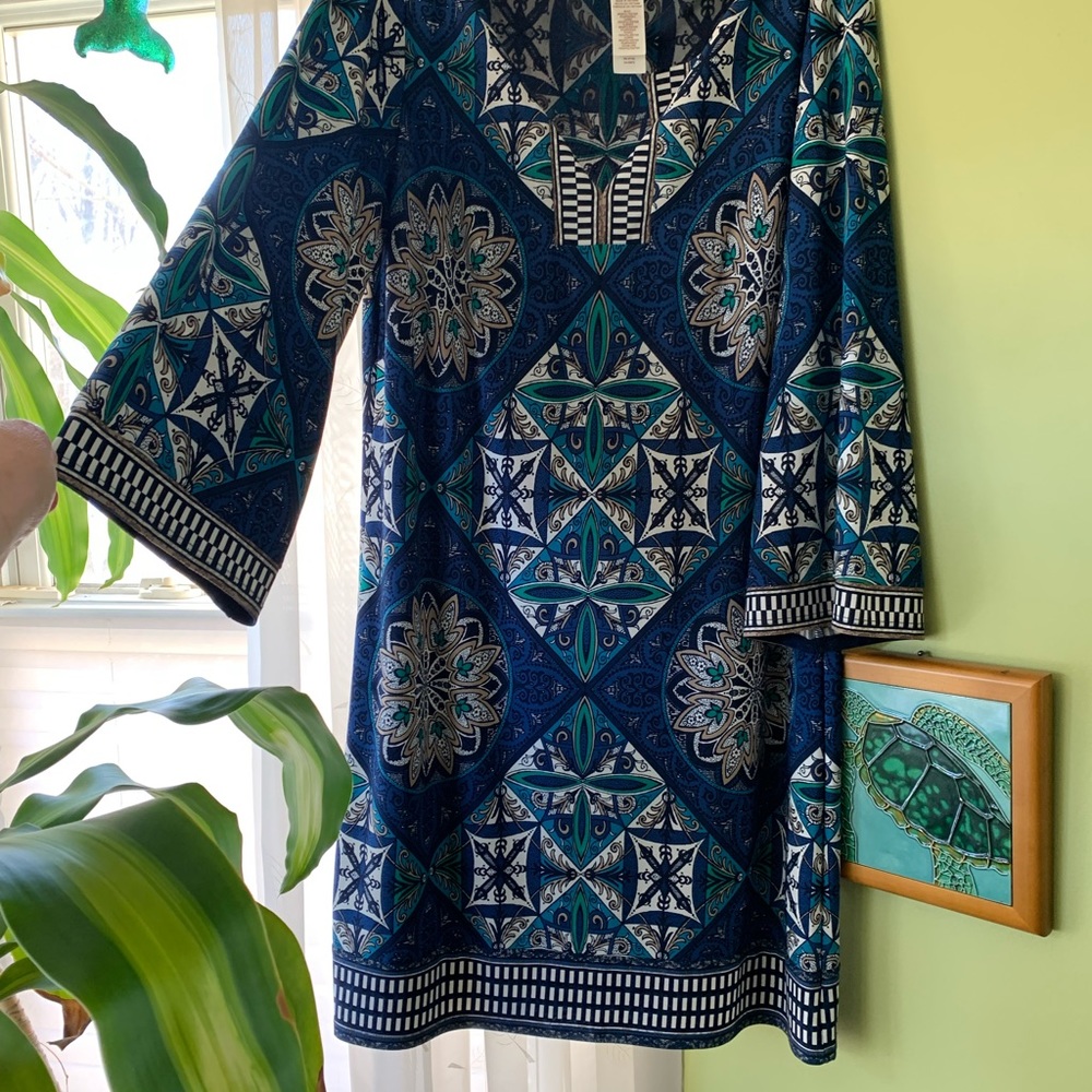 Laundry By Design Blue Midi Dress Size M 💎 EUC